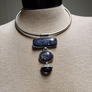 Silver choker with 3 drop charm